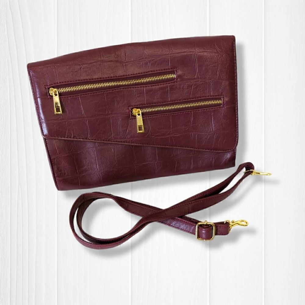 Mark Womens Clutch with Attachable Adjustable Strap Sling Bag Flap Closure Maroo